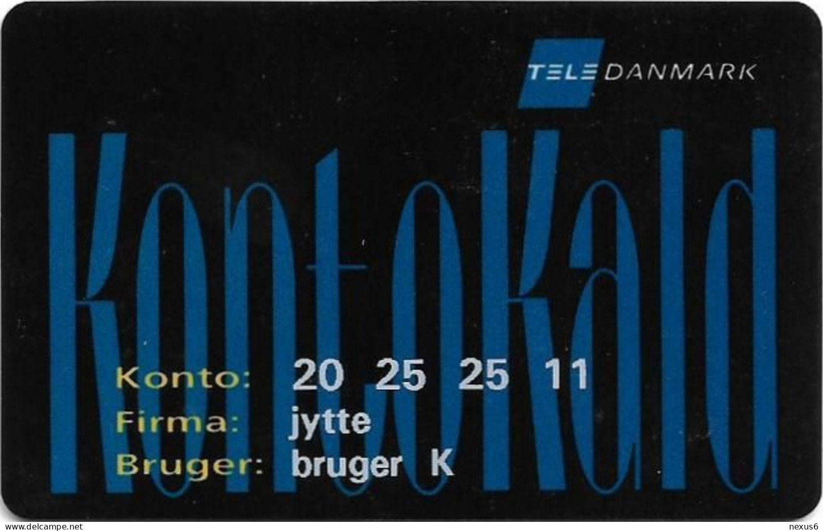 Denmark - Tele Danmark - KON-DEN-003 - Kontokald (Blue) Magnetic Creditcard, Used - Denmark