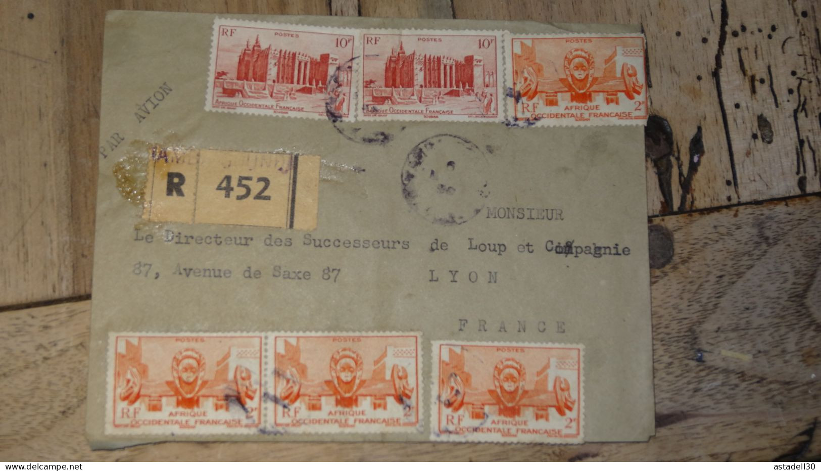 Enveloppe AOF En Recommandée 1950 ............ Boite1 .............. 240424-314 - Covers & Documents