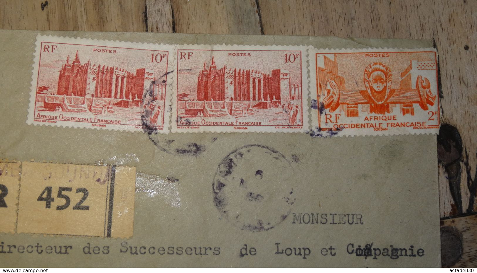 Enveloppe AOF En Recommandée 1950 ............ Boite1 .............. 240424-314 - Covers & Documents