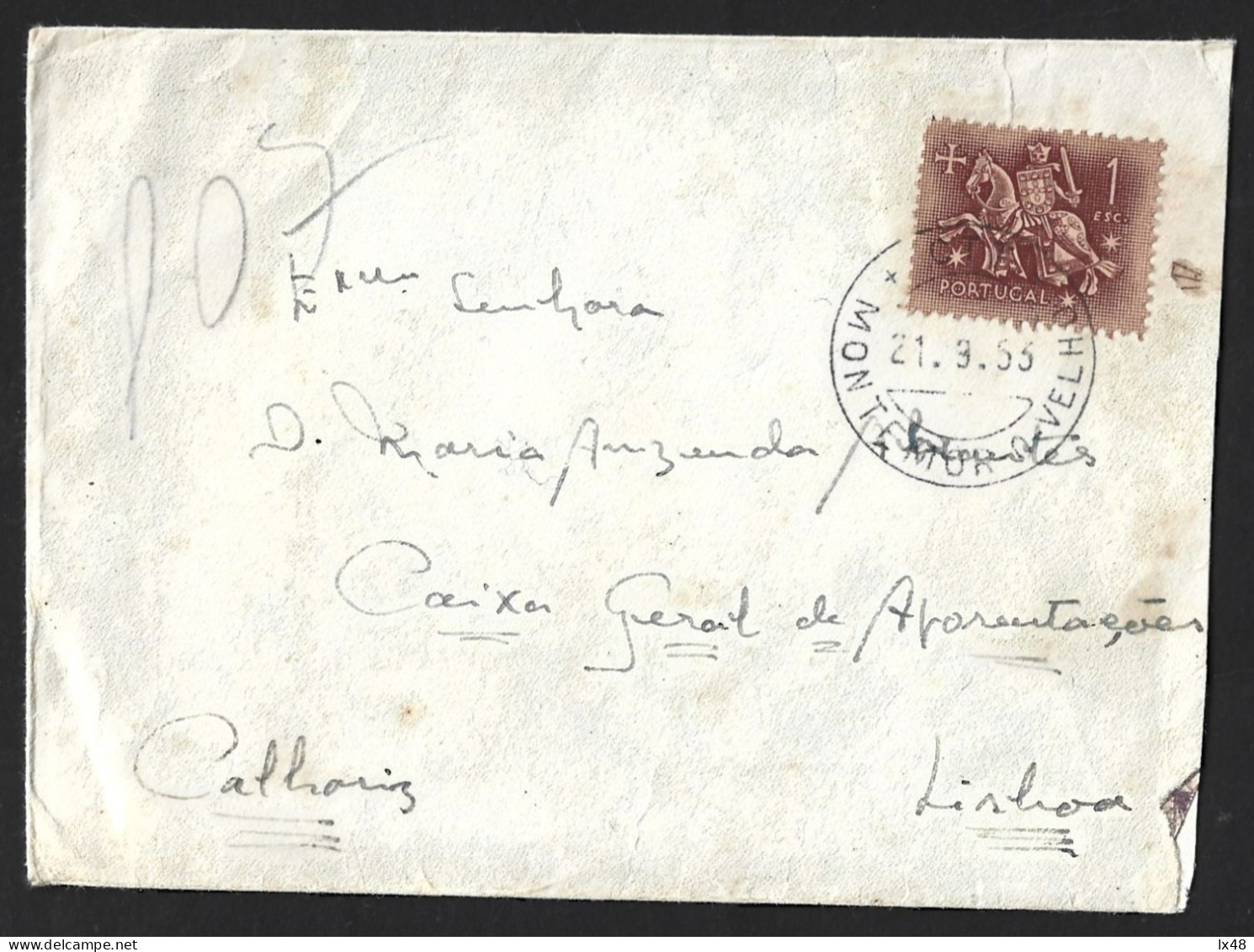 Carta De Moinho Da Mata Obliterada Em Montemor-o-Velho 1953, Lisboa. Cavalo. Letter From Moinho Da Mata Obliterated In M - Brieven En Documenten