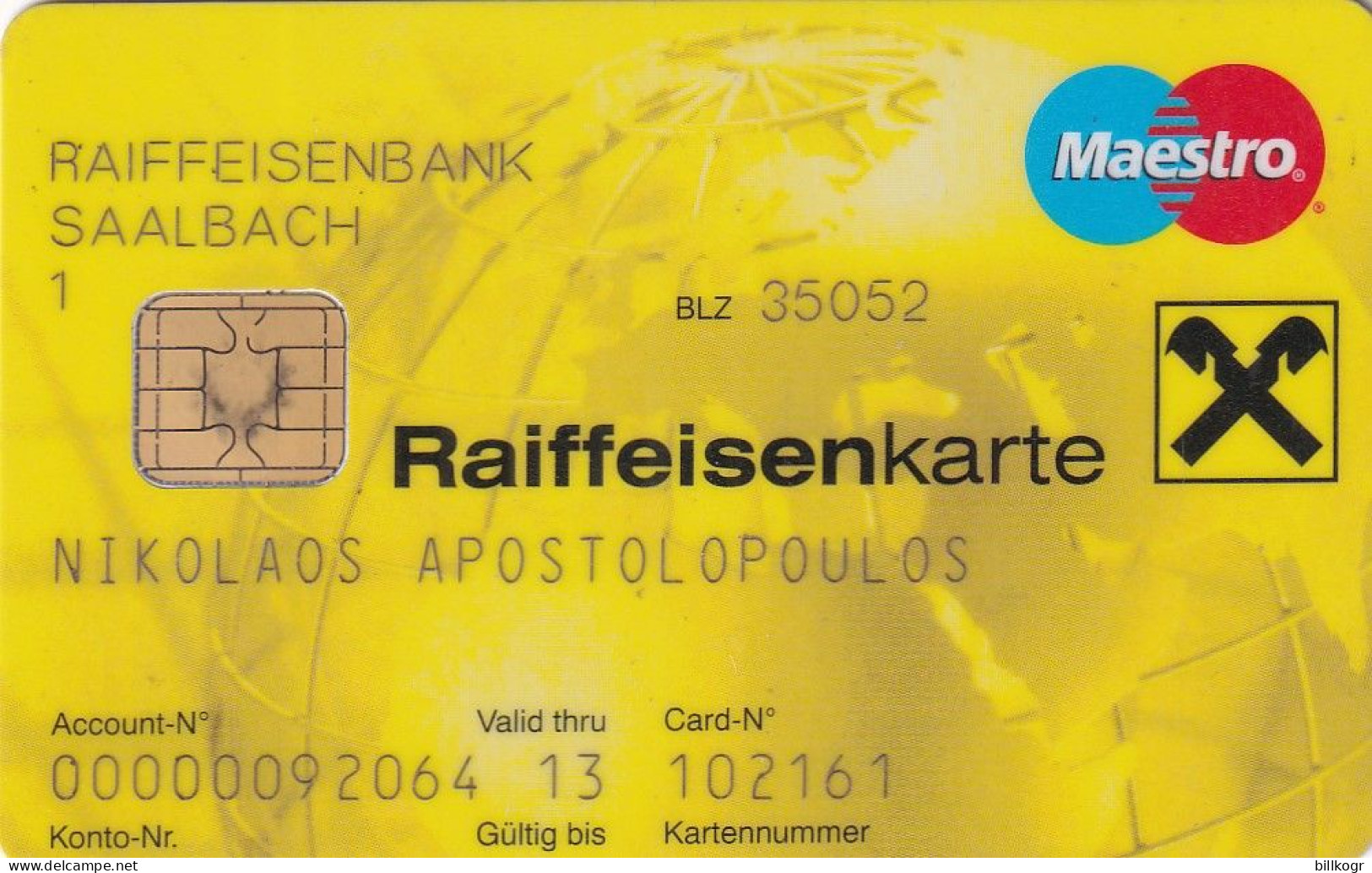 ALBANIA - Raiffeisen Bank Maestro Card, 01/10, Used - Credit Cards (Exp. Date Min. 10 Years)
