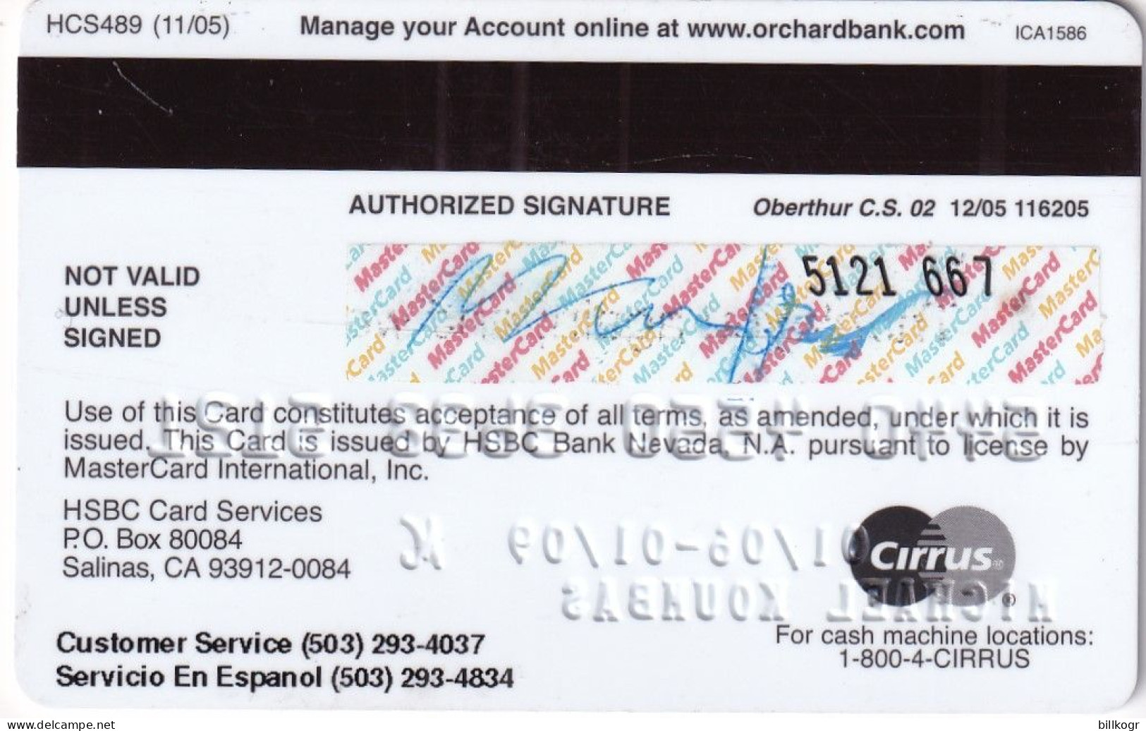 USA - Flowers, HSBC MasterCard, 11/05, Used - Cartes De Crédit (expiration Min. 10 Ans)