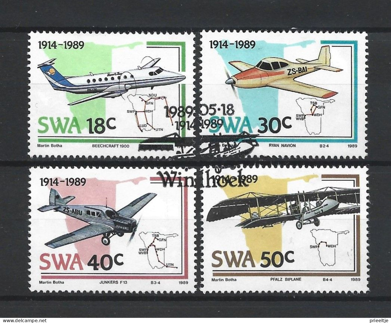 SWA 1989 Aviation Y.T. 594/597 (0) - Africa Del Sud-Ovest (1923-1990)