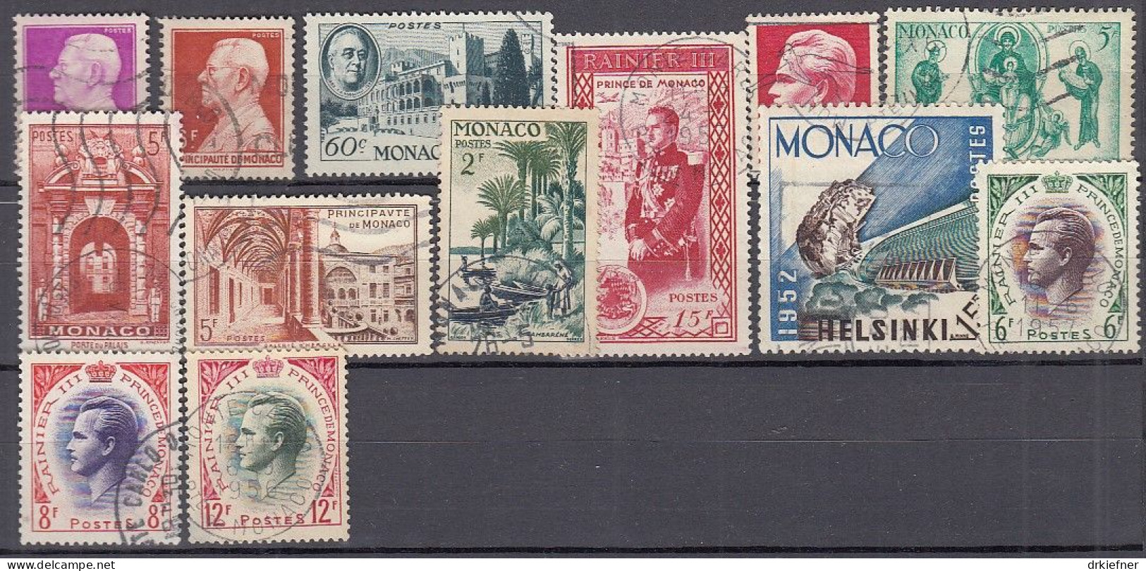 MONACO  13 Marken, Gestempelt, Aus 1949-1955 - Usados