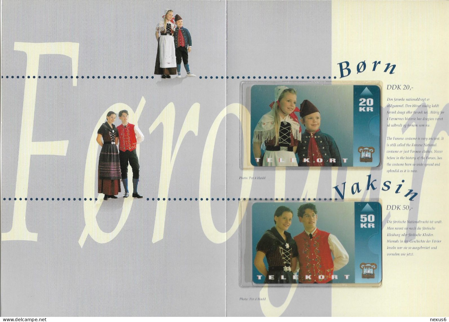 Faroe - Færøske Folkedragter, National Costumes (Set 2 Magnetic Cards), 5.000ex, Mint With Folder - Färöer I.