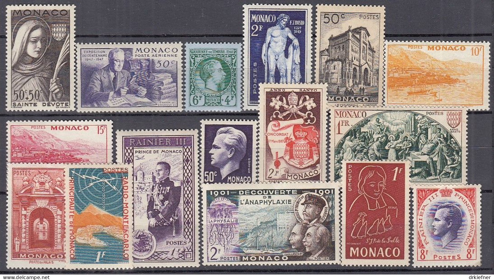 MONACO  16 Marken, Postfrisch **, Aus 1944-1955 - Usados
