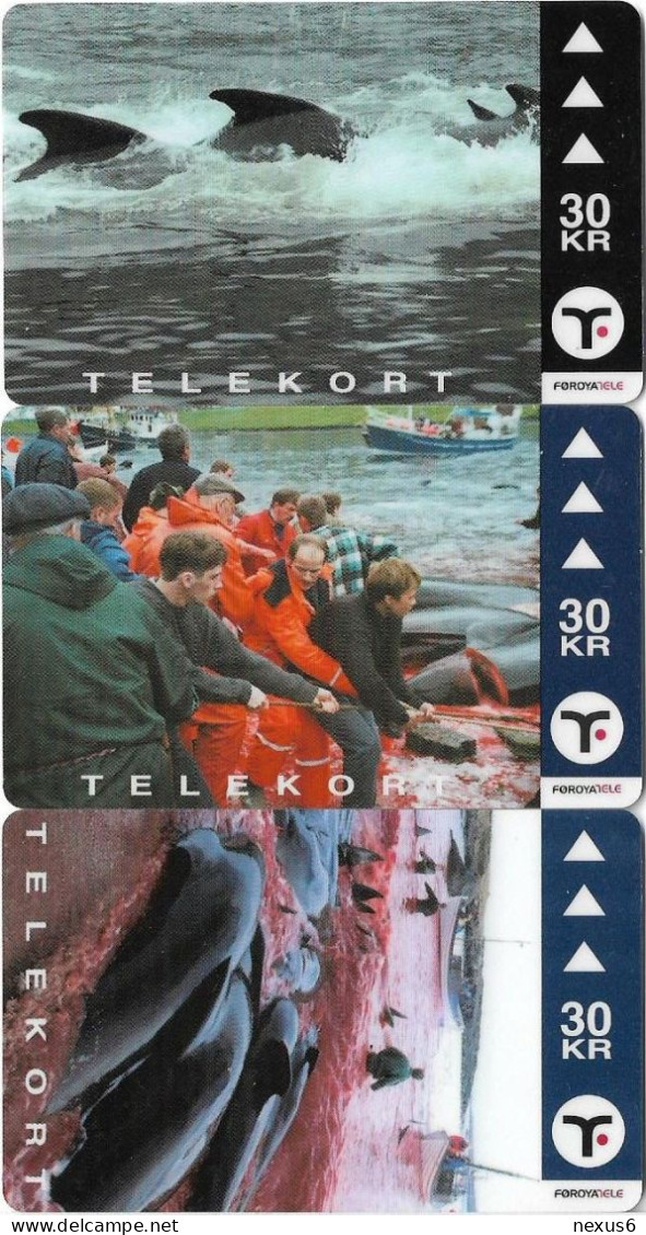 Faroe - Pilot Whales (Set 3 Magnetic Cards), Mint With Folder - Féroé (Iles)