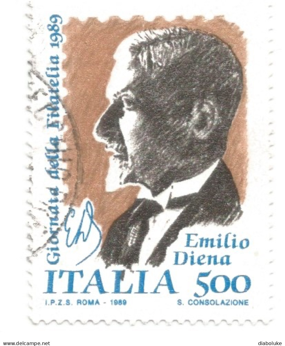 (REPUBBLICA ITALIANA) 1989, GIORNATA DELLA FILATELIA, EMILIO DIENA - Serie Di 1 Francobollo Usato - 1981-90: Usados