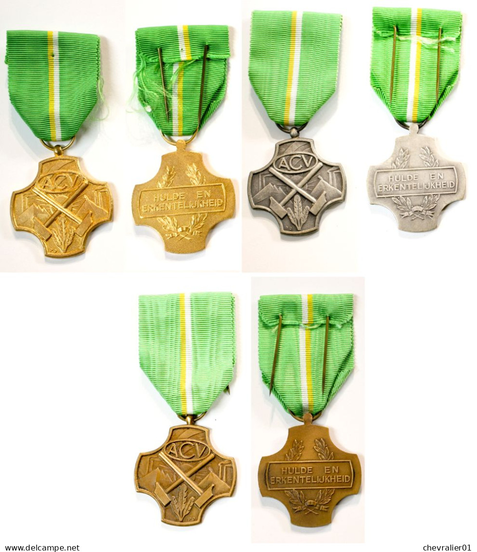 Médaille Syndicats-BE_ACV_lot 3 Médailles Or-argent-bronze_syndicat Chrétrien_Christelijk Vakverbon20-17 - Firma's