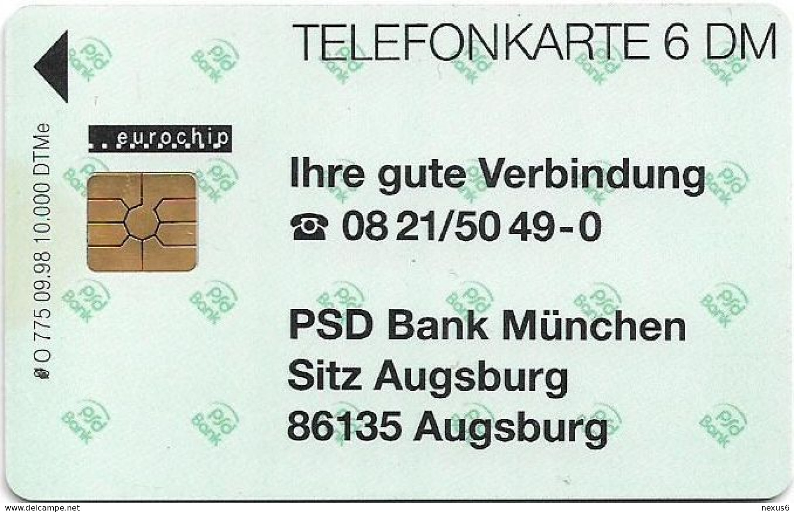 Germany - PSD Bank München Und Augsburg - O 0775 - 09.1998, 6DM, 10.000ex, Mint - O-Series: Kundenserie Vom Sammlerservice Ausgeschlossen