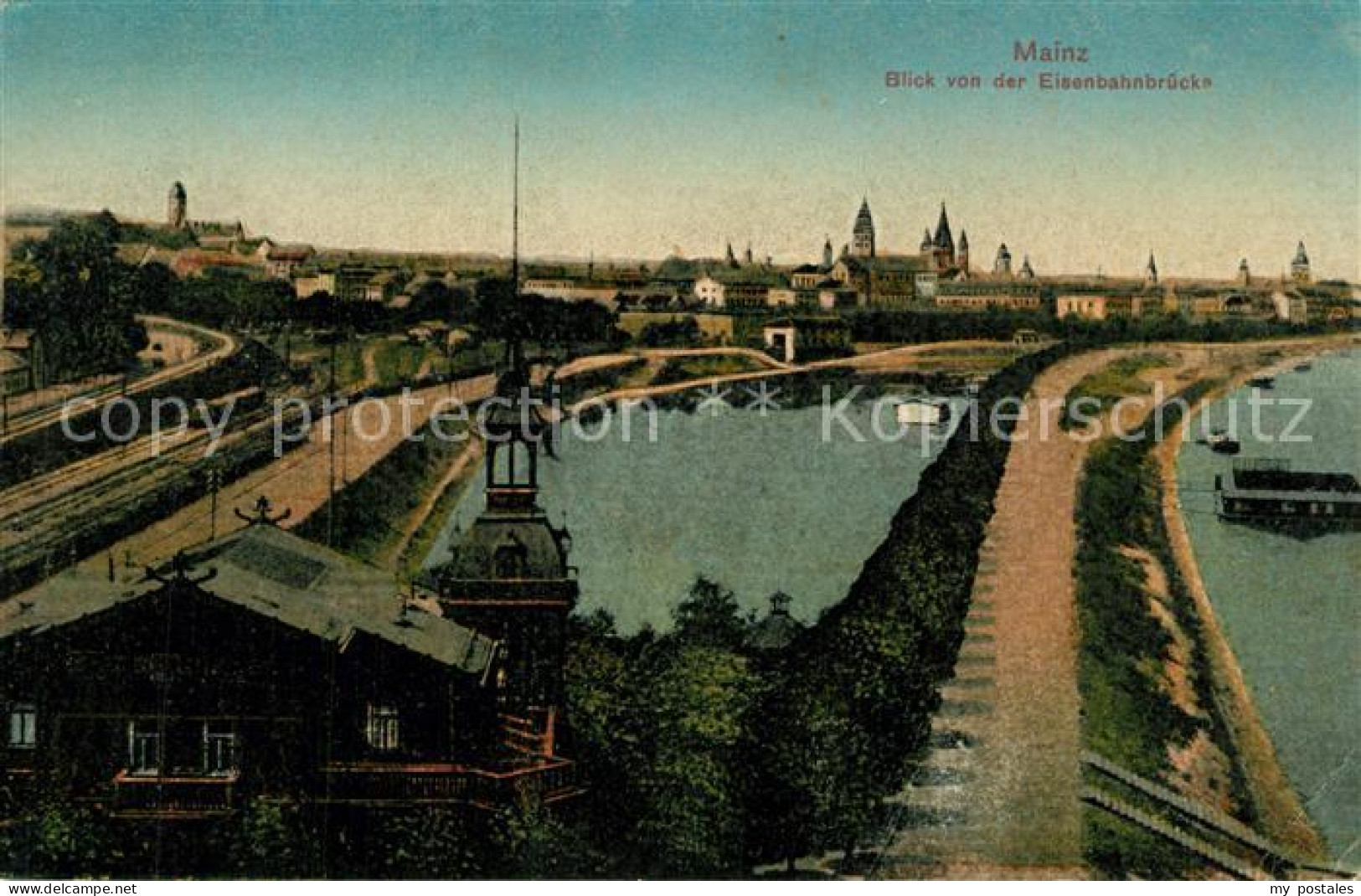 73508389 Mainz Rhein Blick Von Der Eisenbahnbruecke Mainz Rhein - Mainz