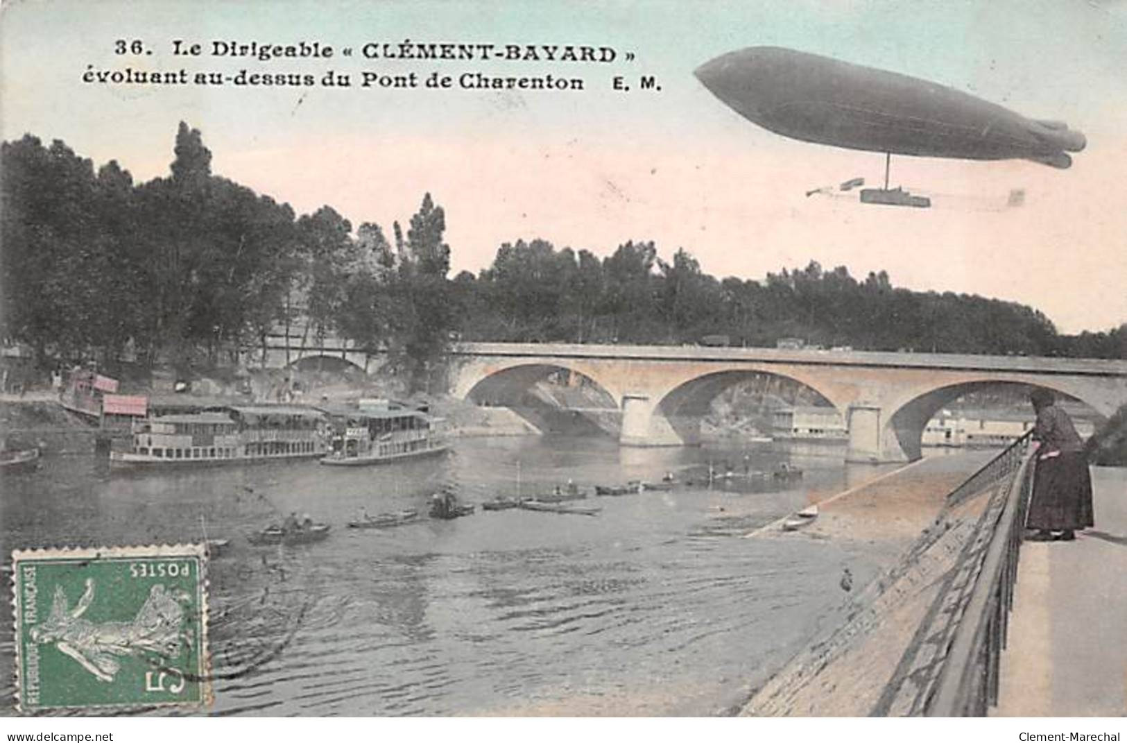 Le Dirigeable " Clément Bayard " évoluant Au Dessus Du Pont De CHARENTON - état - Charenton Le Pont