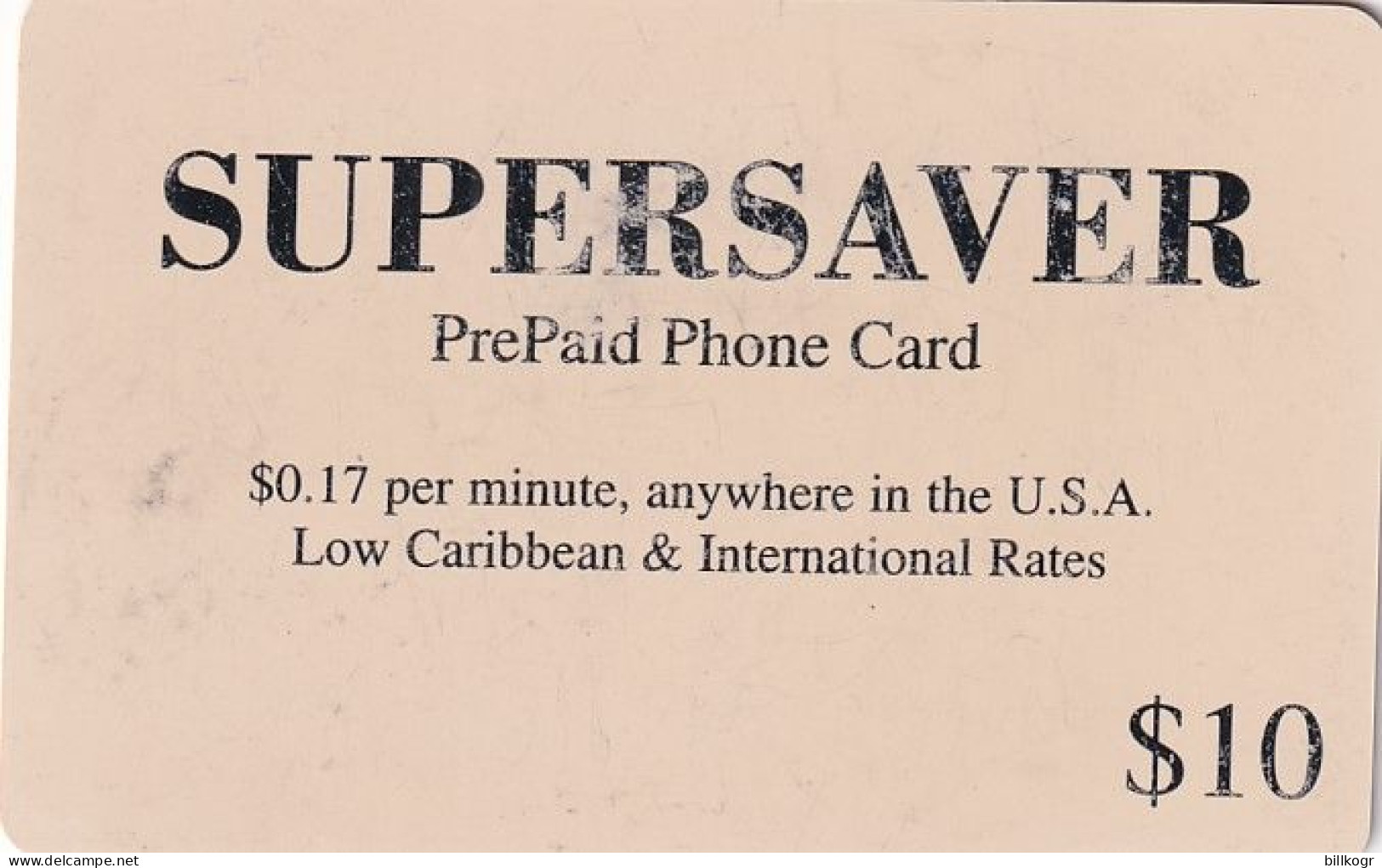 USA - Supersaver Prepaid Card $10, Used - Andere & Zonder Classificatie