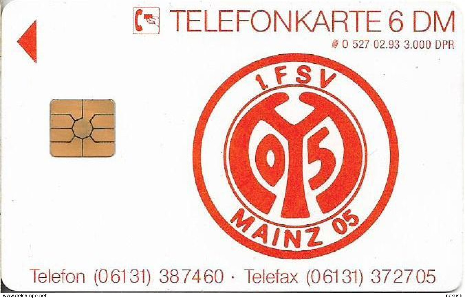 Germany - FSV Mainz 05 - O 0527 - 02.1993, 6DM, 3.000ex, Used - O-Series : Séries Client