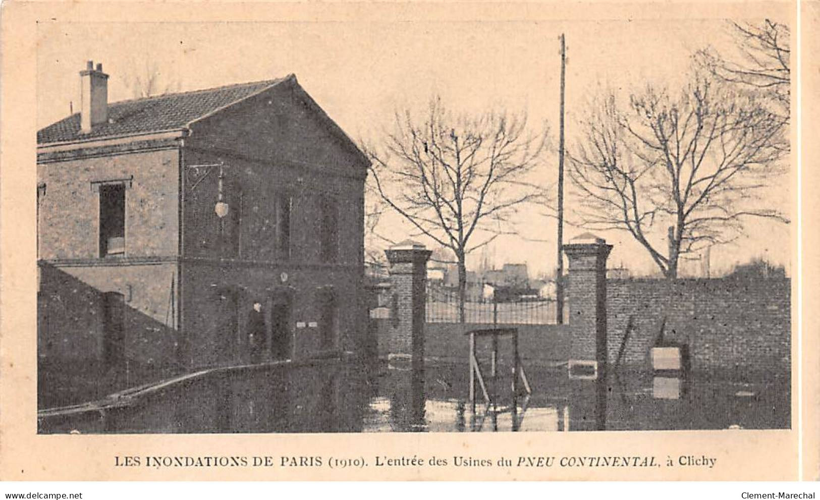 Les Inondations De Paris 1910 - L'Entrée Des Usines Du Pneu Continental à CLICHY - Très Bon état - Clichy