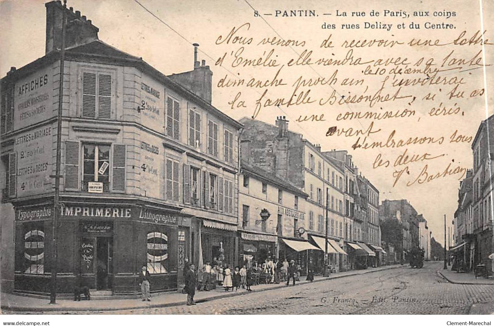 PANTIN - La Rue De Paris, Aux Coins Des Rues Delizy Et Du Centre - Très Bon état - Pantin