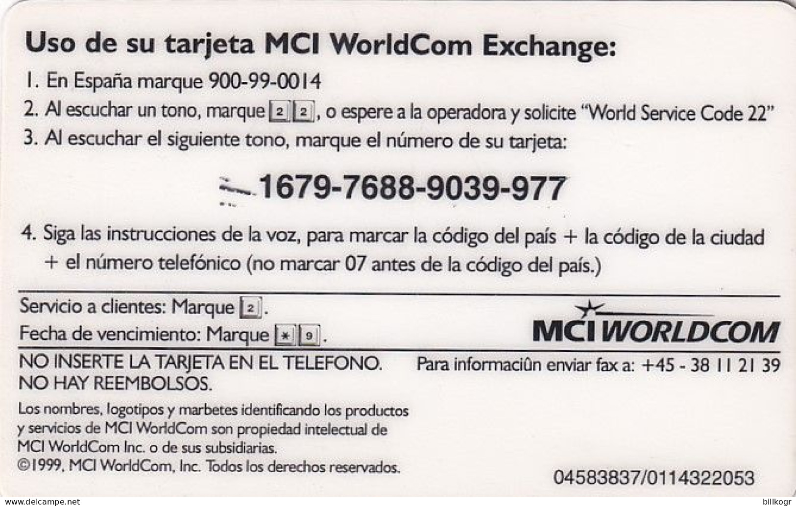 SPAIN - MCI Prepaid Card 900 Units, Used - Andere & Zonder Classificatie