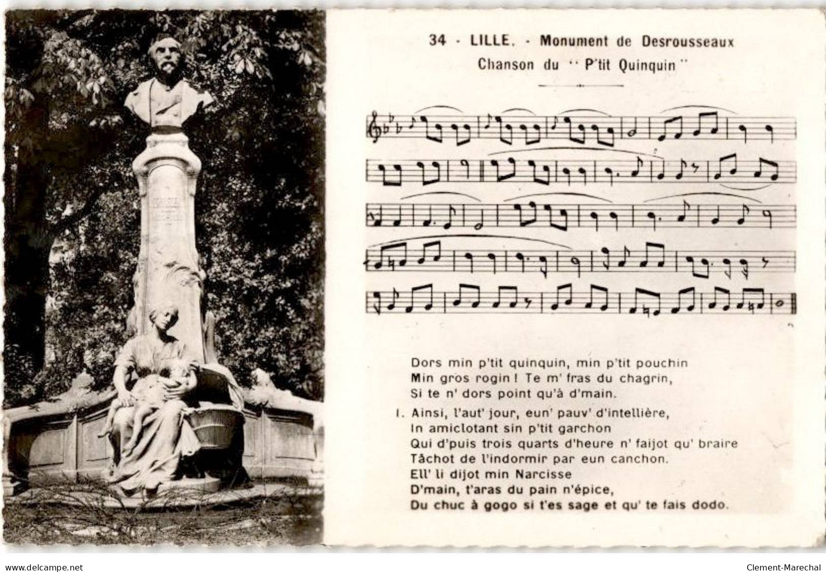 CHANSONS: Lille Monument De Desrousseaux Chanson Du P'tit Quinquin - Bon état - Music And Musicians