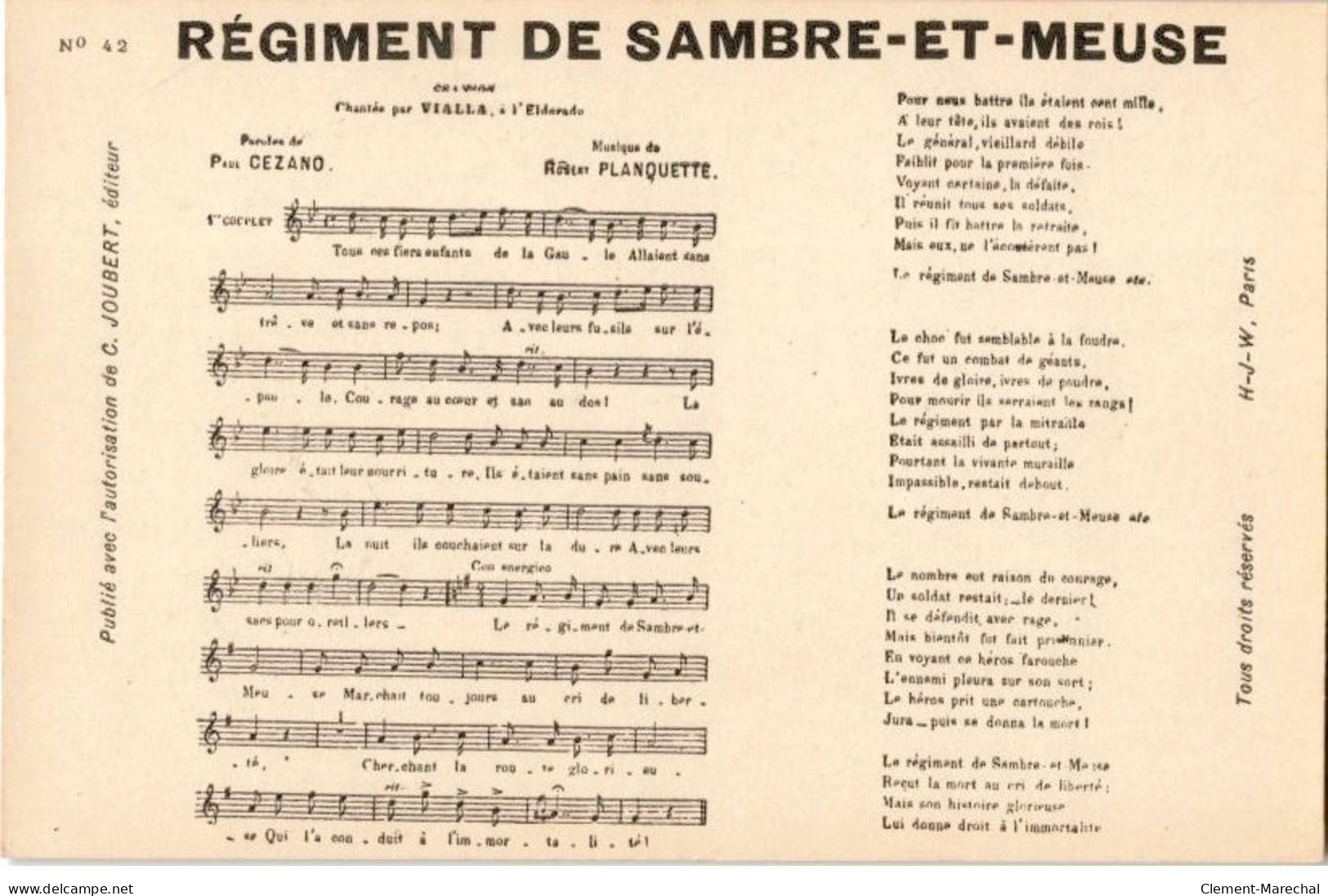 CHANSONS: Régiment De Sambre-et-meuse - Très Bon état - Musique Et Musiciens