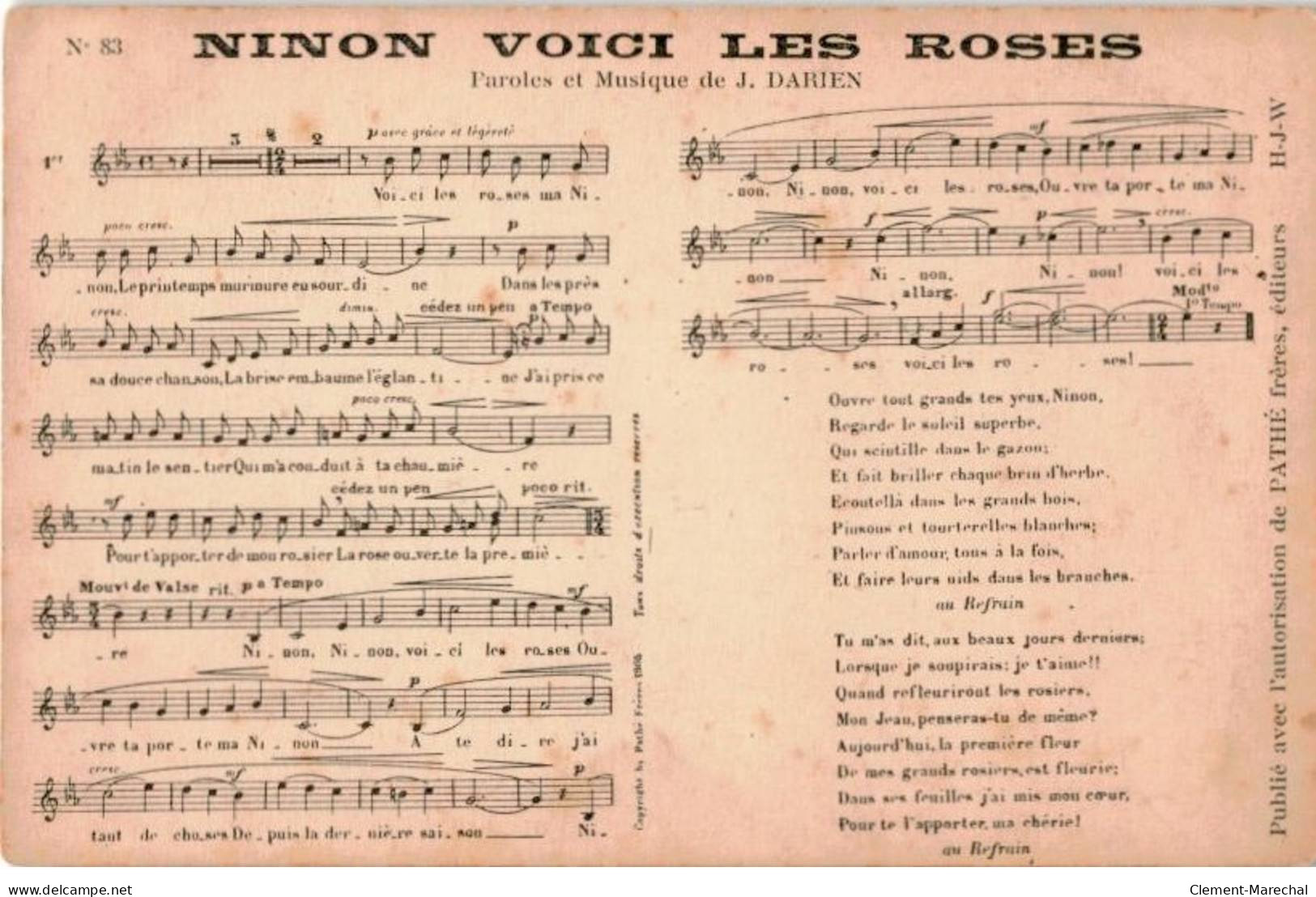 CHANSONS: Ninon Voici Les Roses - Très Bon état - Musik Und Musikanten