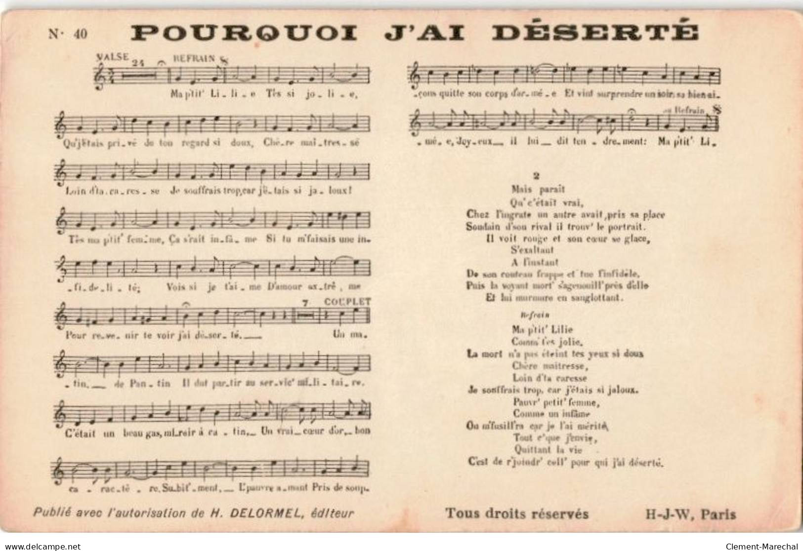 CHANSONS: Pourquoi J'ai Déserté - Très Bon état - Muziek En Musicus