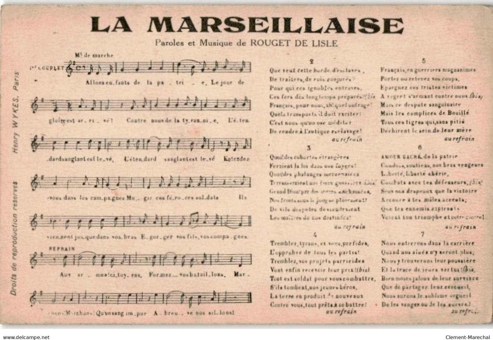 CHANSONS: La Marseillaise - Très Bon état - Musique Et Musiciens