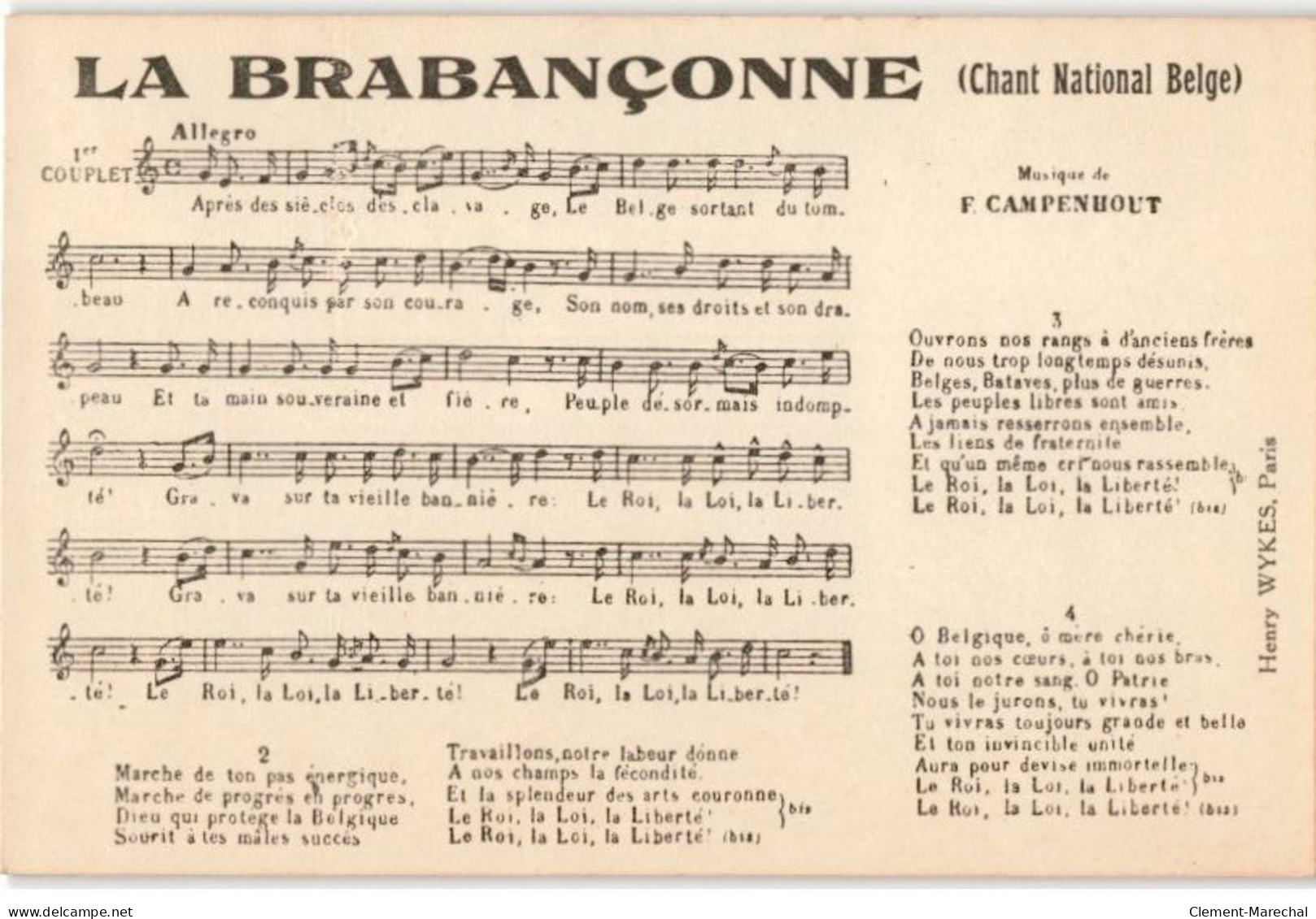 CHANSONS: La Brabançonne - Très Bon état - Music And Musicians