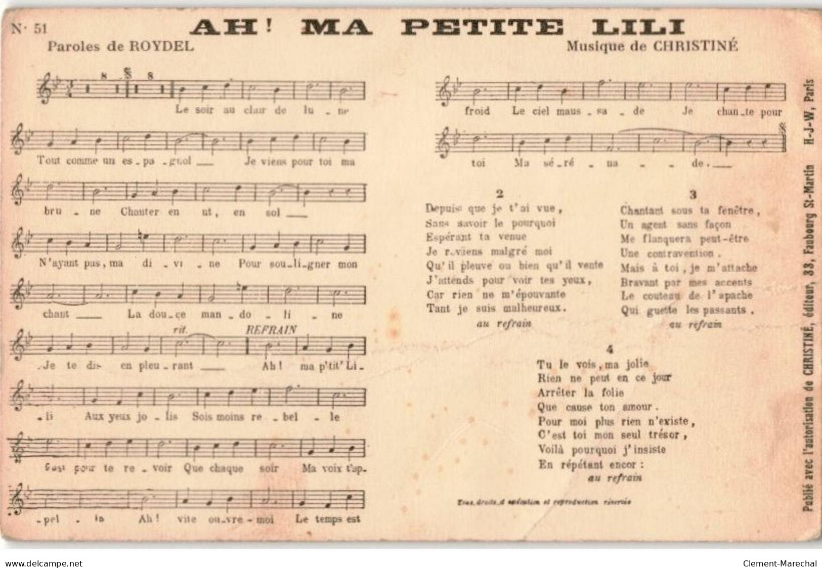 CHANSONS: Ah! Ma Petite Lili - état - Muziek En Musicus
