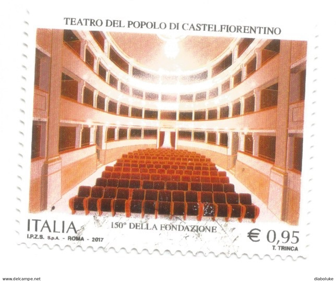 (REPUBBLICA ITALIANA) 2017, TEATRO DEL POPOLO DI CASTELFIORENTINO - Serie Di 1 Francobollo Usato - 2011-20: Usados