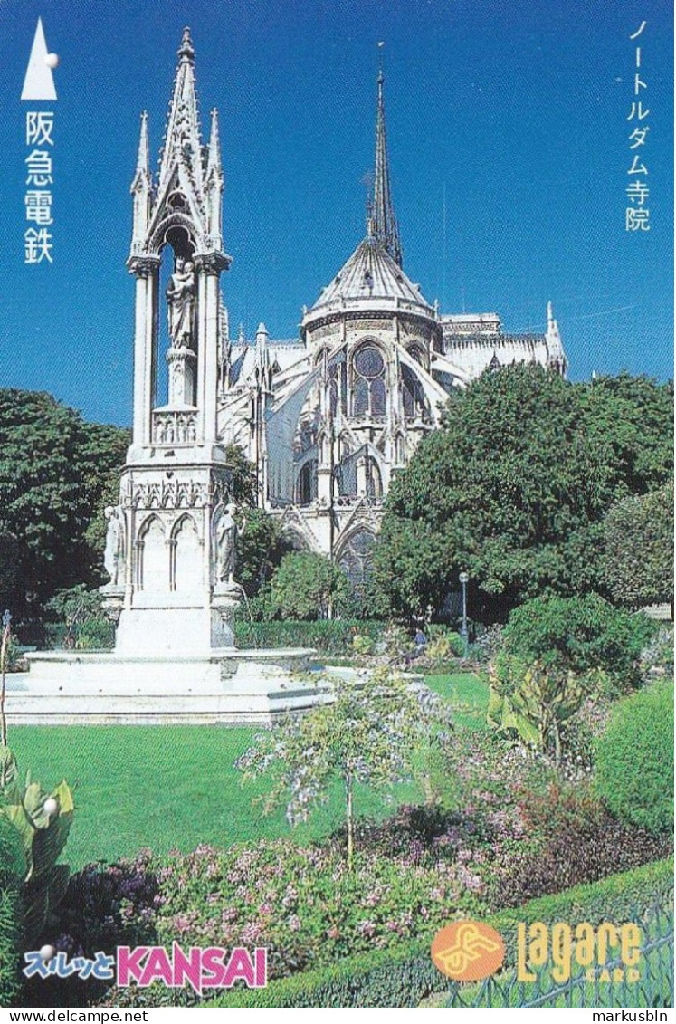 Japan Prepaid Langare Card 3000 Kansai - Notre Dame Cathedral Paris View France - Japón