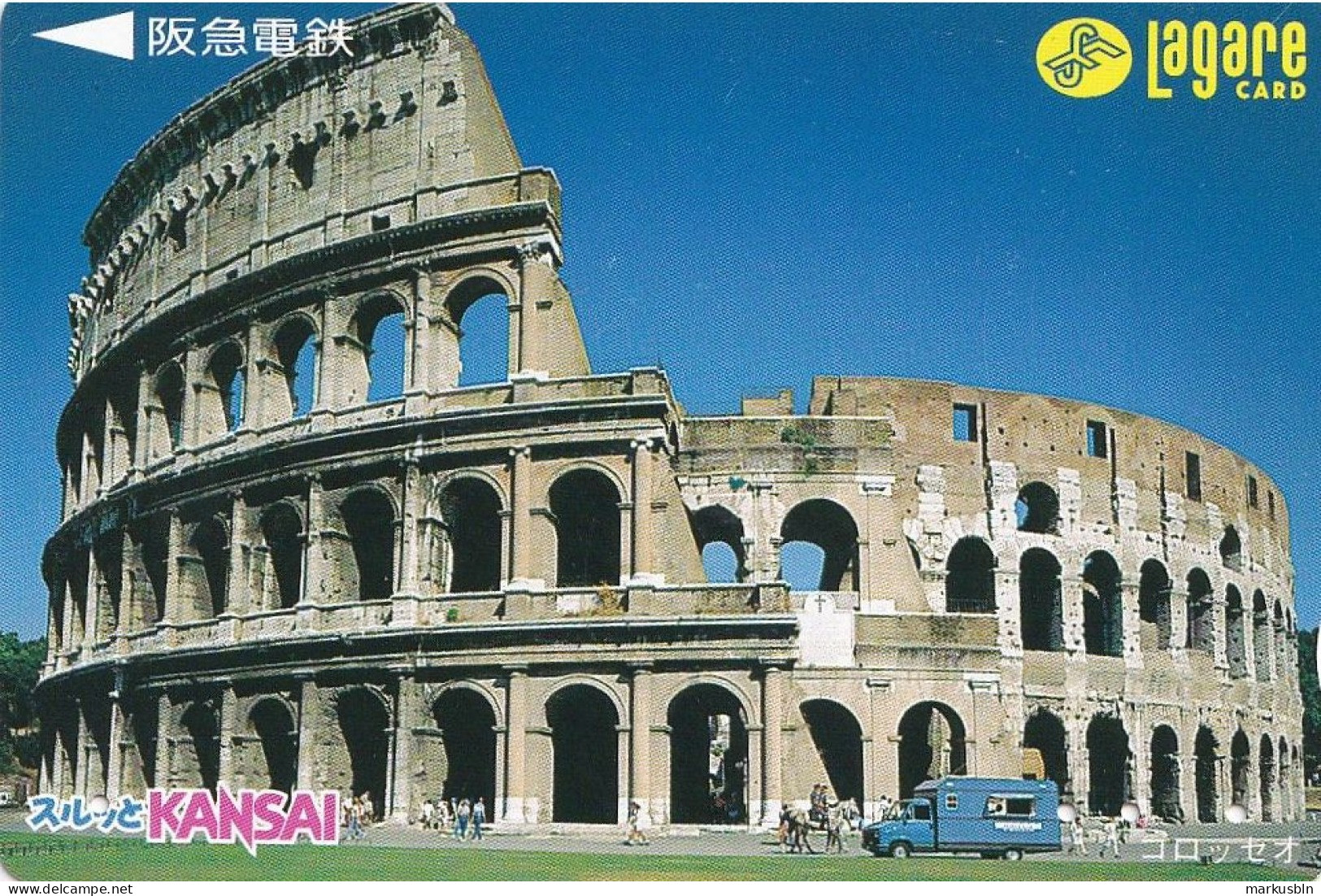 Japan Prepaid Langare Card 3000 Kansai - Colosseum Rome Italy - Japon