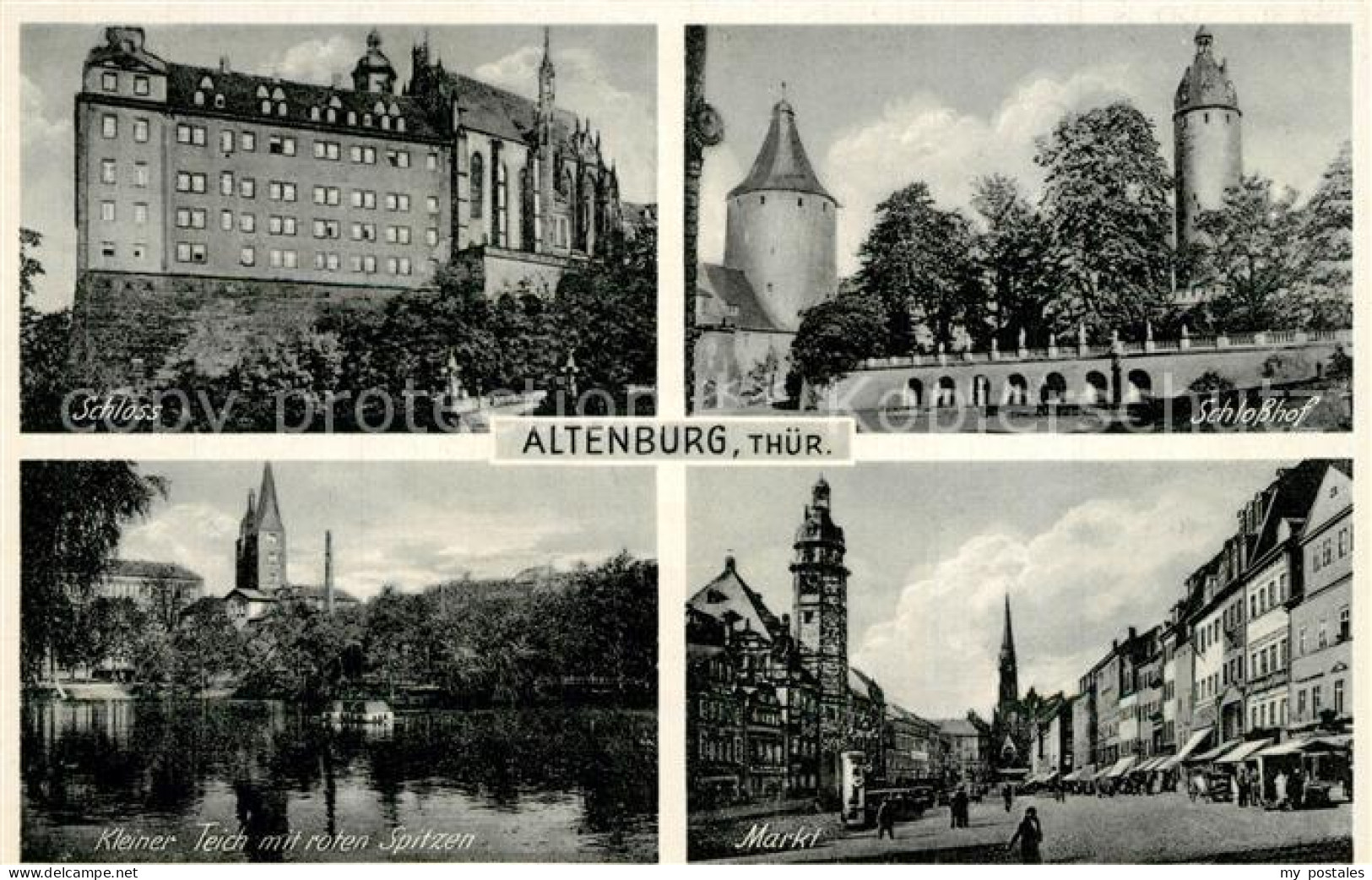 73506839 Altenburg Thueringen Schloss Schlosshof Kleiner Teich Markt Rote Turmsp - Altenburg