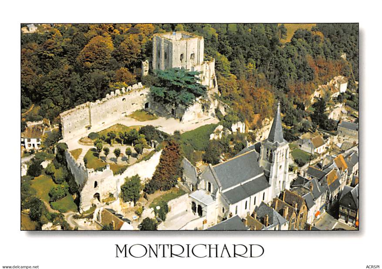 MONTRICHARD  L'église Sainte Croix Et Le Donjon Vus D'avion   43 (scan Recto Verso)MG2891 - Montrichard