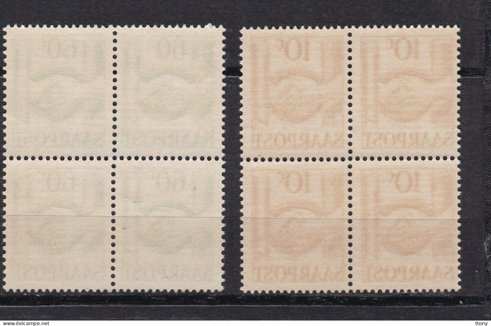 2 Blocs  De 4 Timbres  Mi :DE-SL 239    &  Mi :DE-SL 240   Saarpost  1948  Tirage 2 140 000 &  1 970 000 Sarre Saar - Nuevos