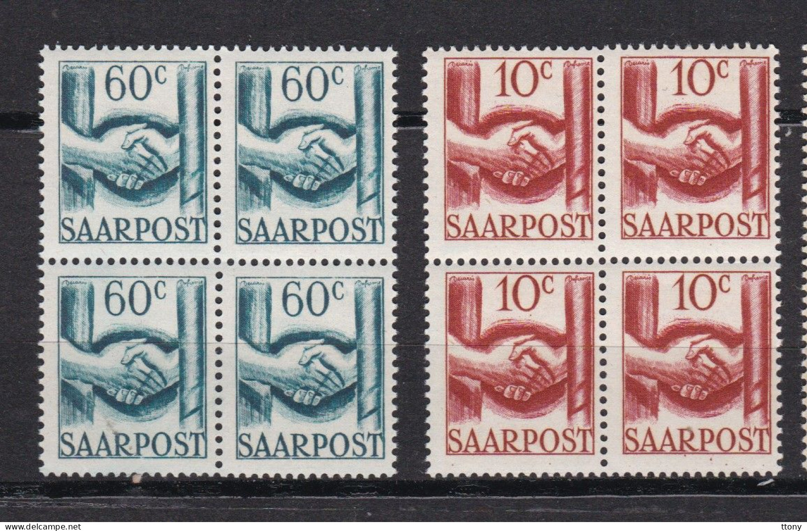 2 Blocs  De 4 Timbres Saar Sarre   Mi :DE-SL 239    &  Mi :DE-SL 240   Saarpost  1948  Tirage 2 140 000 &  1 970 000 - Nuevos