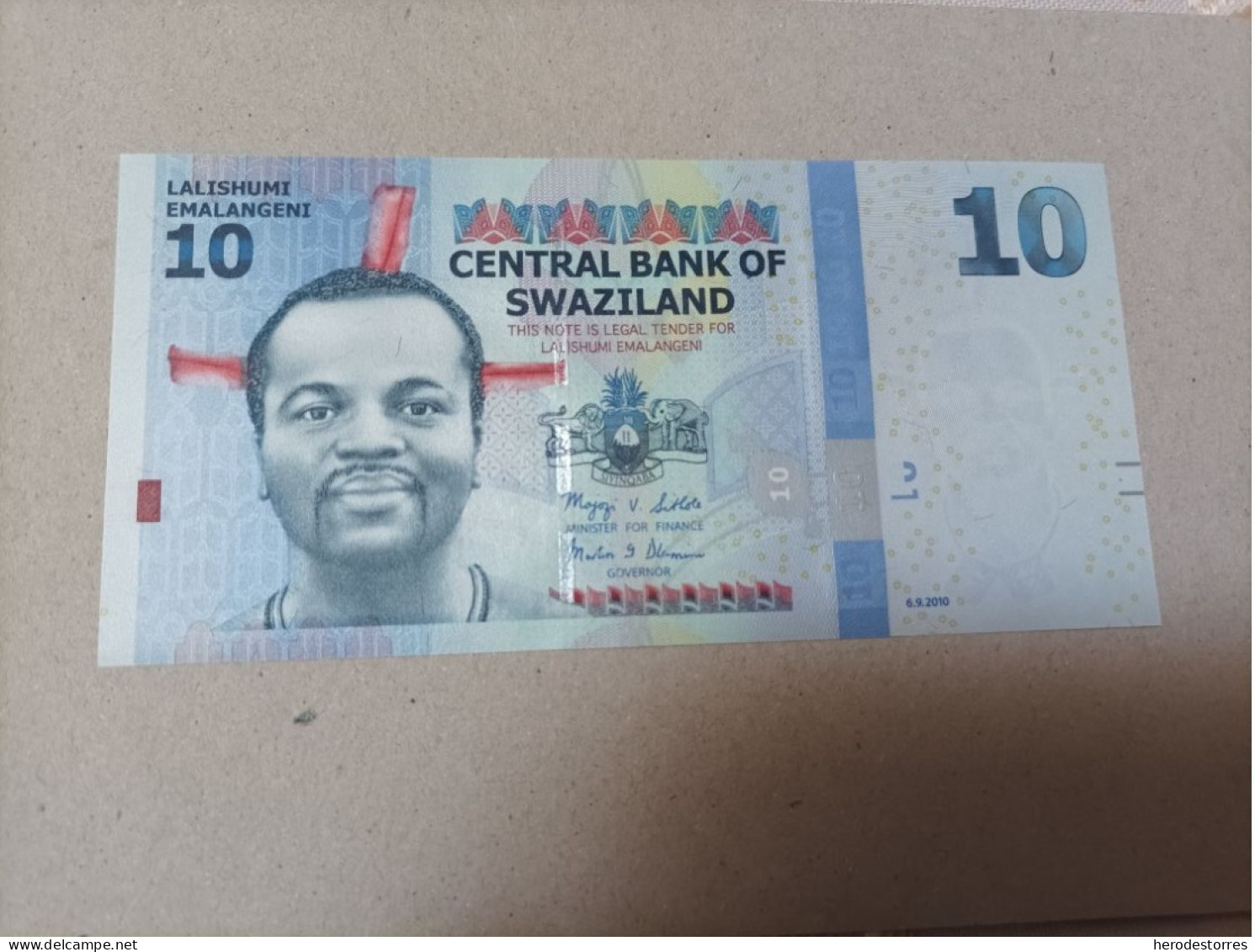 Billete Swaziland, 20 Emalangeni, Serie AA0045386, Año 2010, UNC - Swasiland