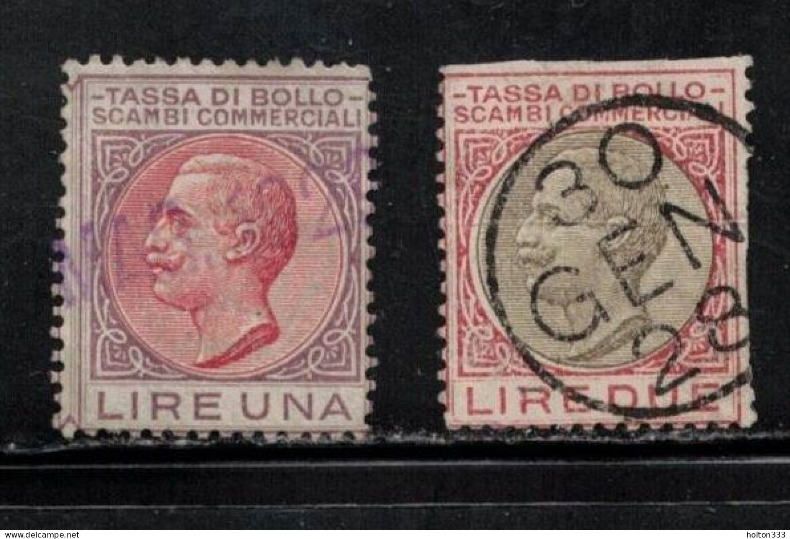 ITALY Scott # ??? Used - 2 Revenue Stamps - Fiscales