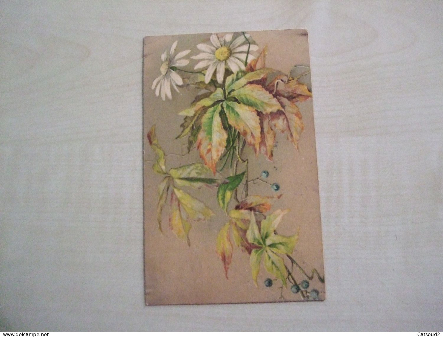 Carte Postale Ancienne MARGUERITES ET FEUILLES - Flowers