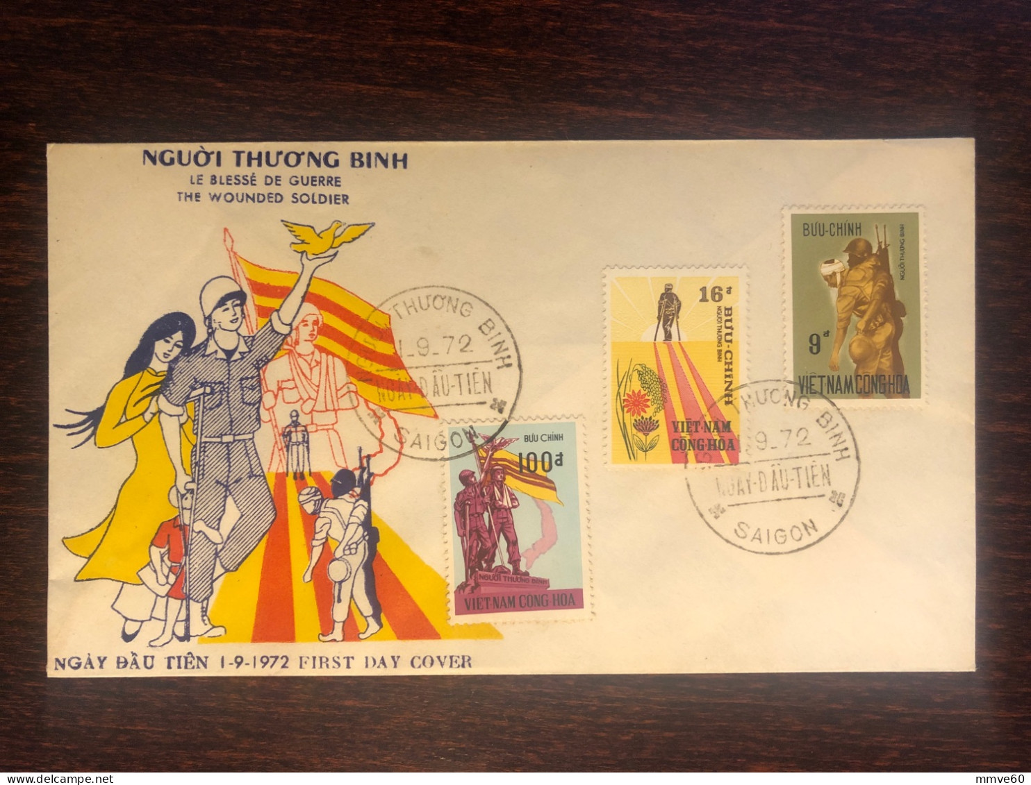 VIETNAM SOUTH FDC COVER 1972 YEAR WOUNDED SOLDIERS DISABLED HEALTH MEDICINE STAMPS - Vietnam