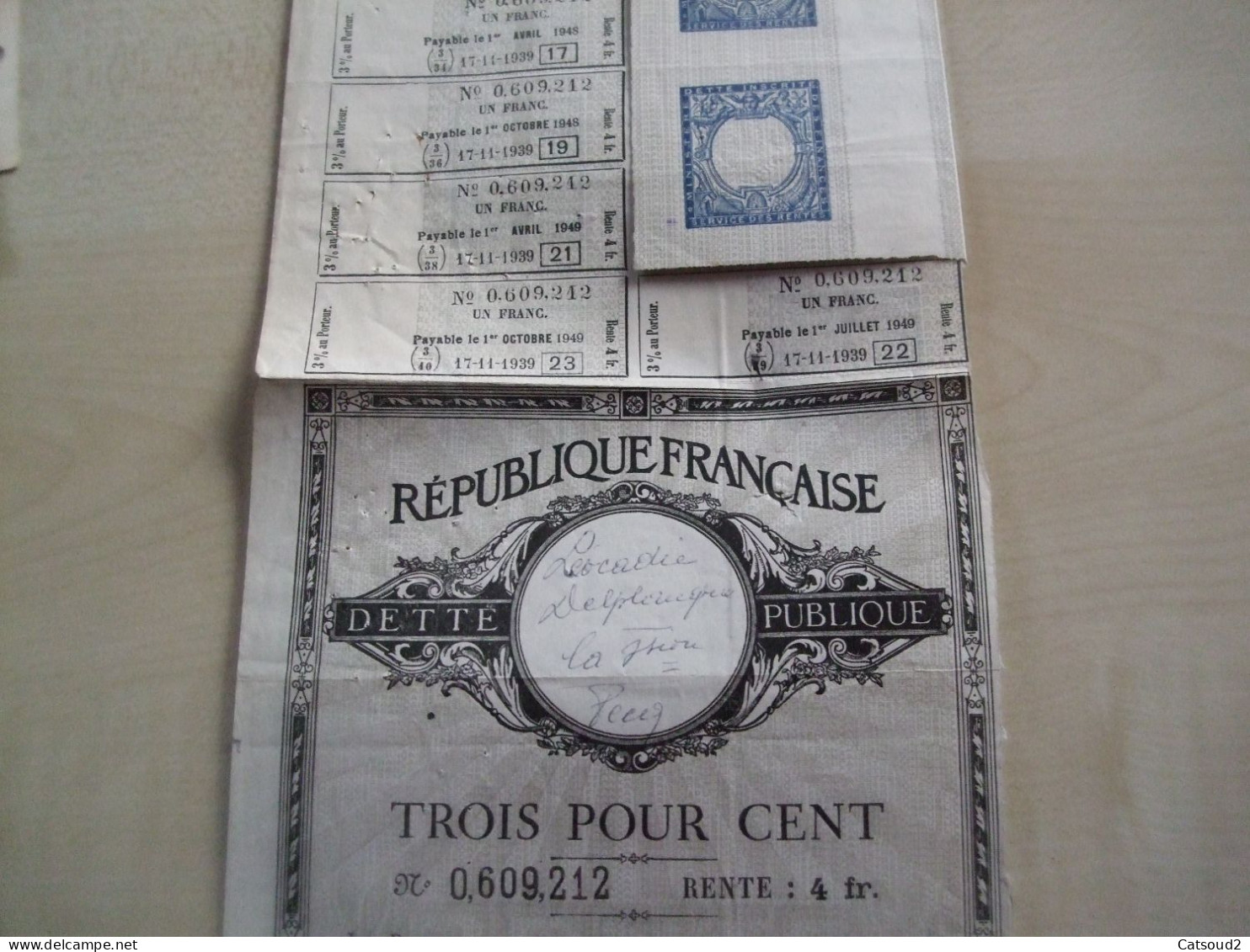 Action Ancienne 1939 REPUBLIQUE FRANCAISE DETTE PUBLIQUE - Other & Unclassified