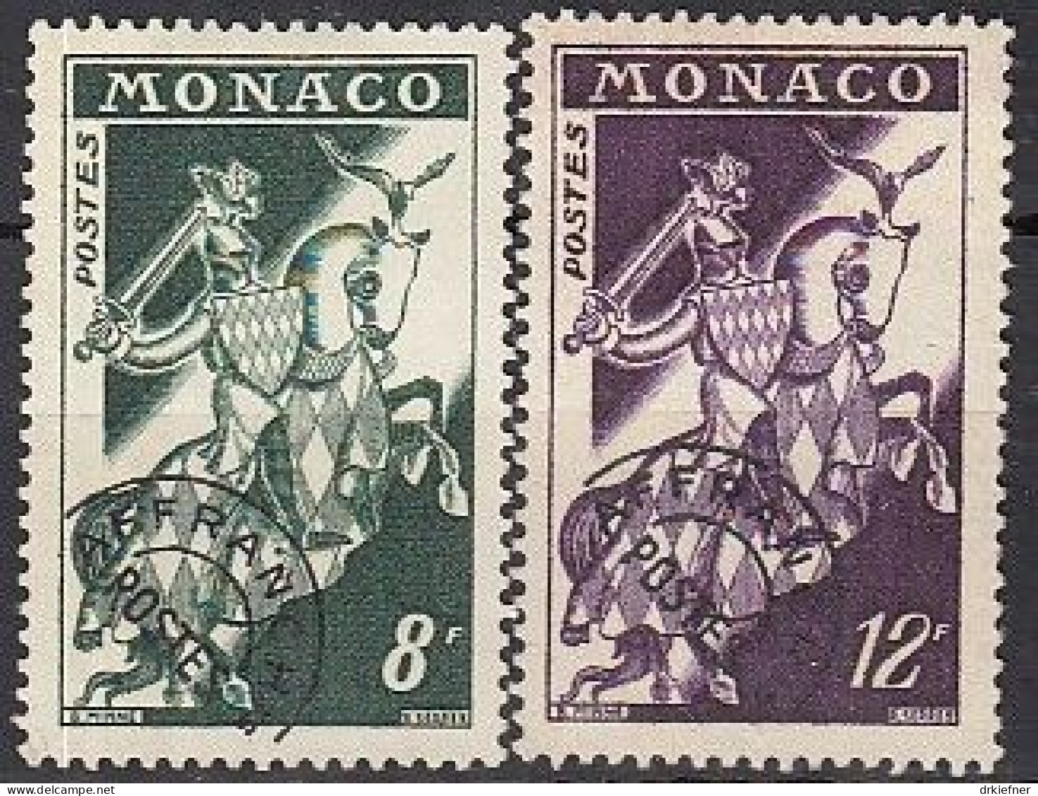 MONACO  487-488, Gebraucht (*), Freimarken: Ritter, 1954 - Used Stamps