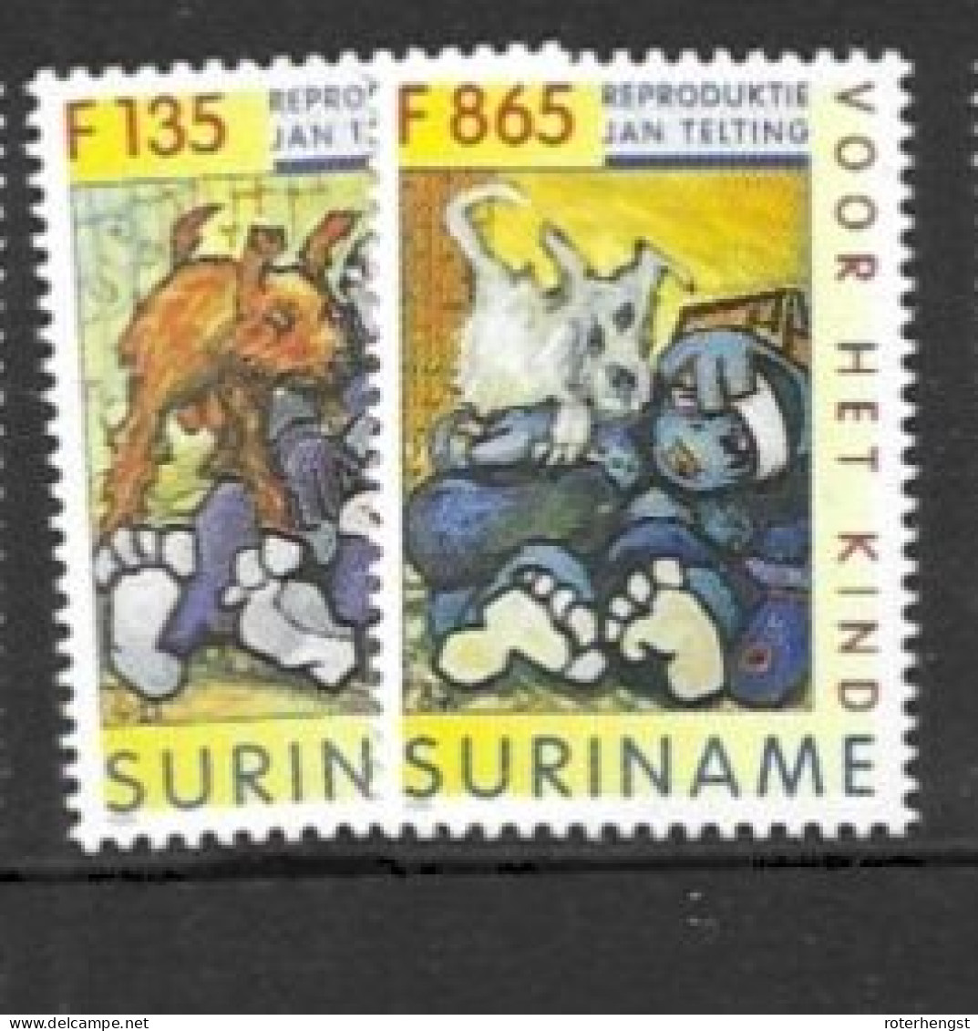 Surinam Mnh ** 1996 Set 9 Euros With Dog - Surinam