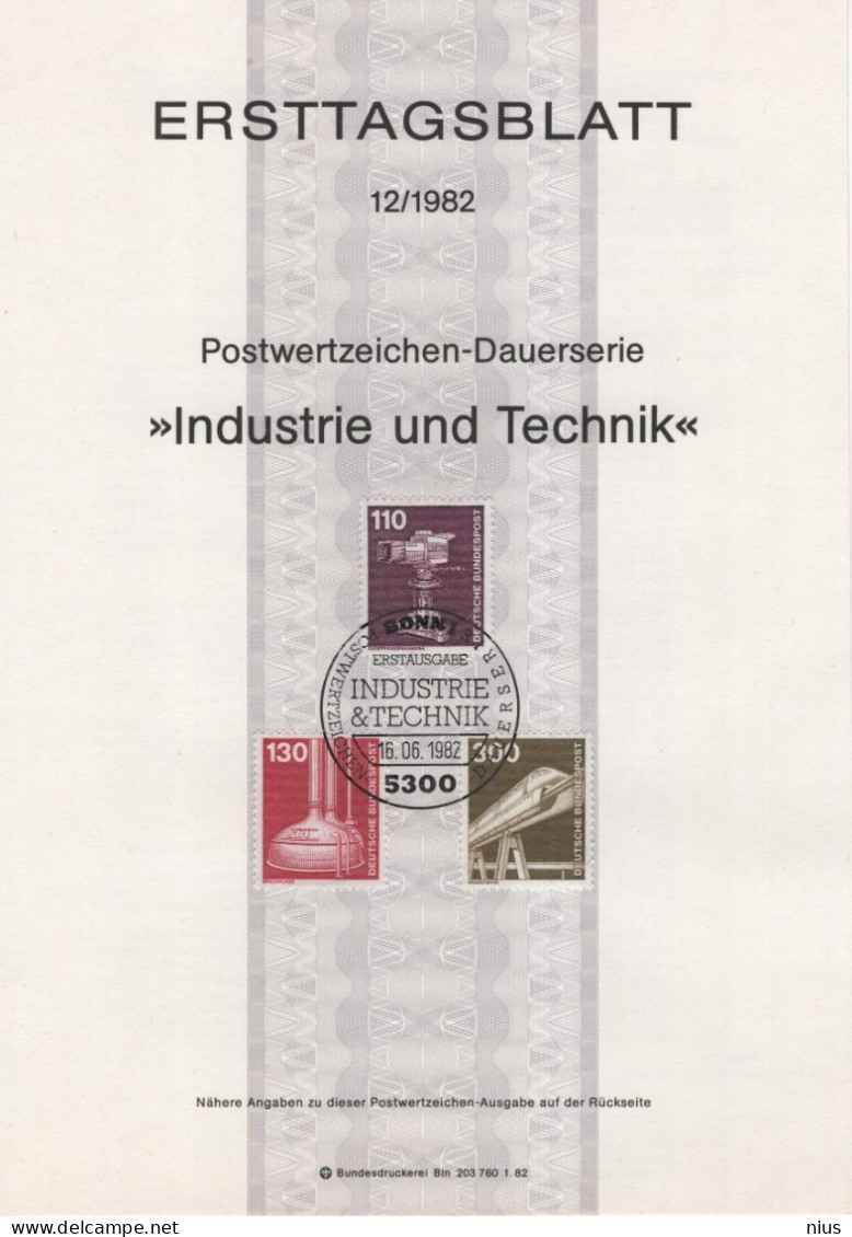 Germany 1982-12 Industrie Und Technik Farbfernsehkamera, Brauanlage, Brewing Equipment, Beer Bier, Train Railway, Bonn - 1981-1990