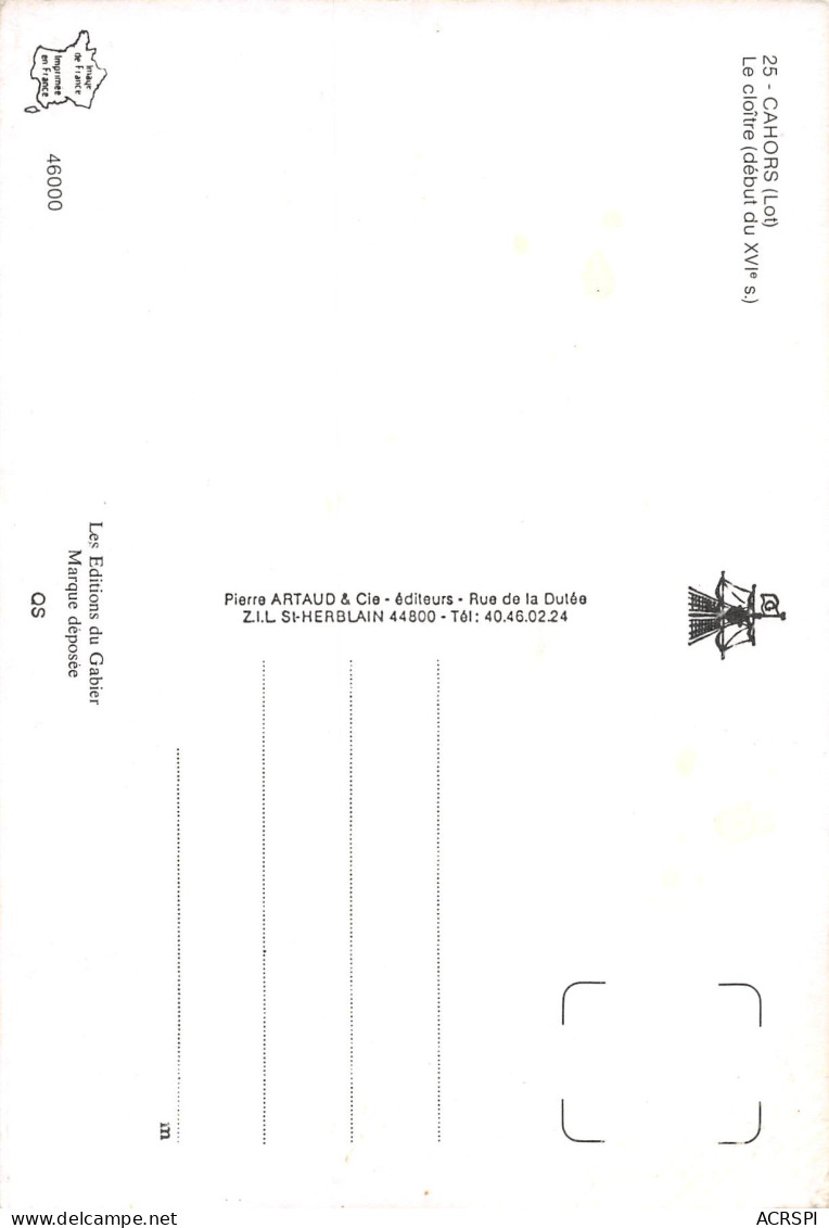 CAHORS  Le Cloître  1 (scan Recto Verso)MH2912 - Cahors
