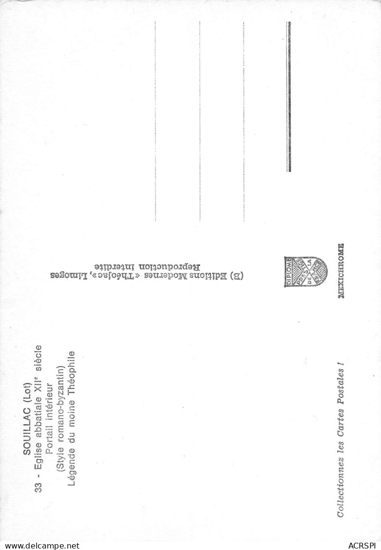 SOUILLAC  Eglise Abbatiale - Portail Intérieur Légende Du Moine Théophile   32   (scan Recto Verso)MH2915 - Souillac