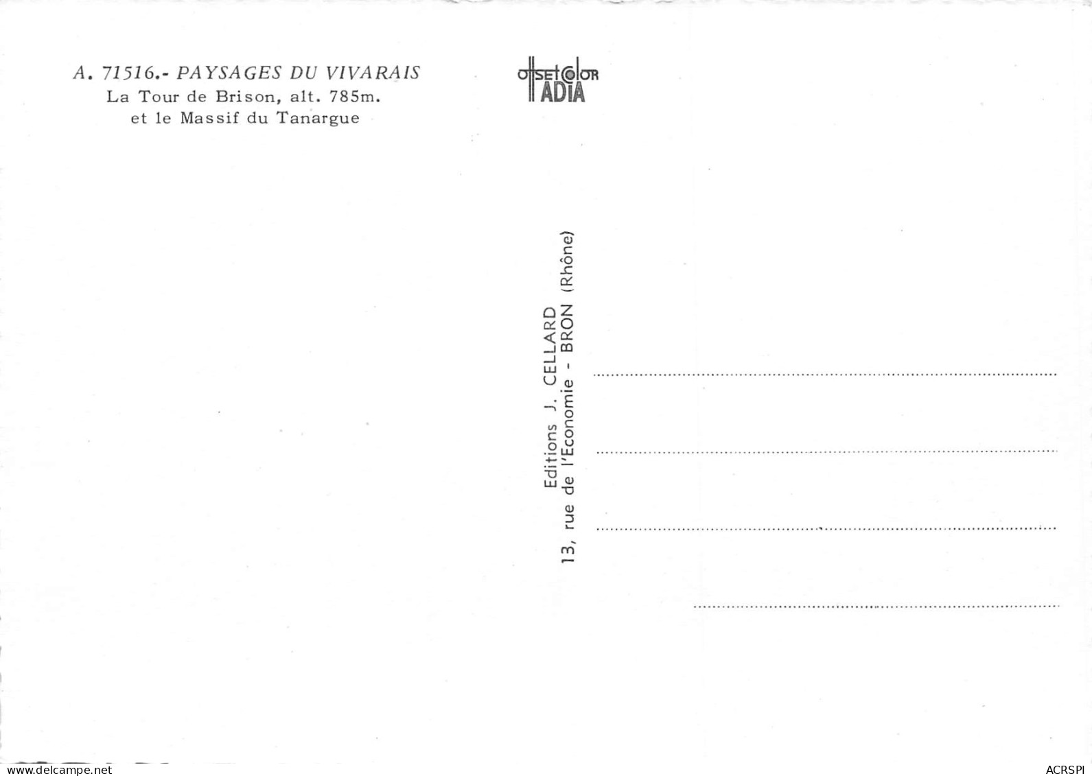 ARDECHE  La Tour De Brison, Alt 785 M Et Le Massif Du Tanargue  16 (scan Recto Verso)MH2918 - Vallon Pont D'Arc