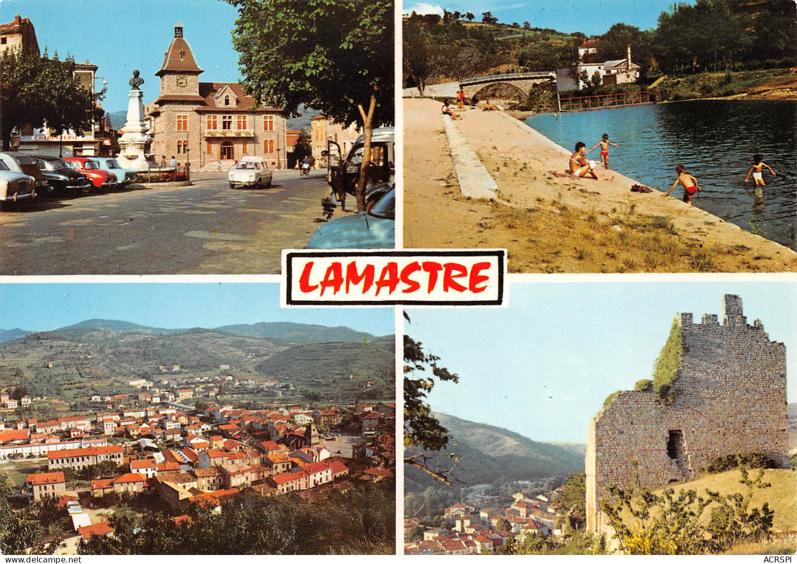 LAMASTRE Place Seignobos, Plage De Retourtour, Vue Générale, Le Château    33  (scan Recto Verso)MH2920 - Lamastre