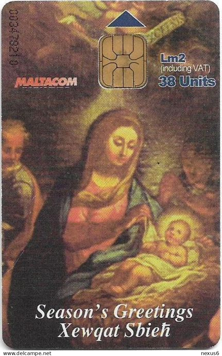 Malta - Maltacom - Christmas 2002 Season's Greetings, 12.2002, 38U, 15.000ex, Used - Malte