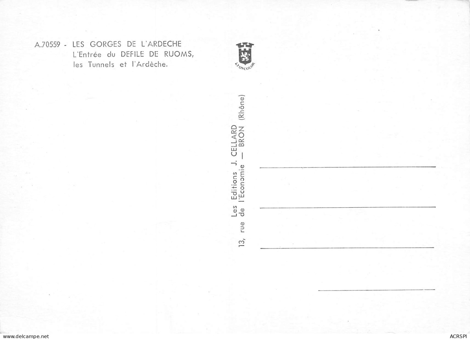 RUOMS  L'entrée Du Défilé, Les Tunnels 12 (scan Recto Verso)MH2921 - Ruoms