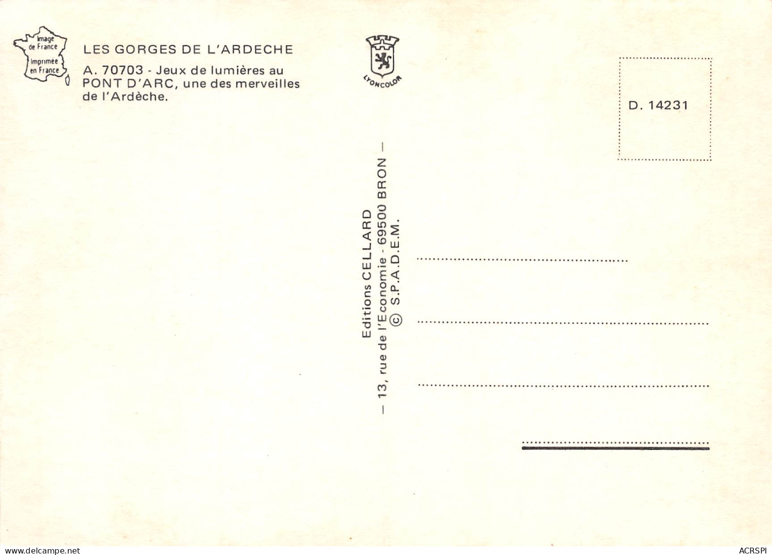 VALLON PONT D'ARC   Jeux De Lumières Au Pont D'Arc    32 (scan Recto Verso)MH2922 - Vallon Pont D'Arc